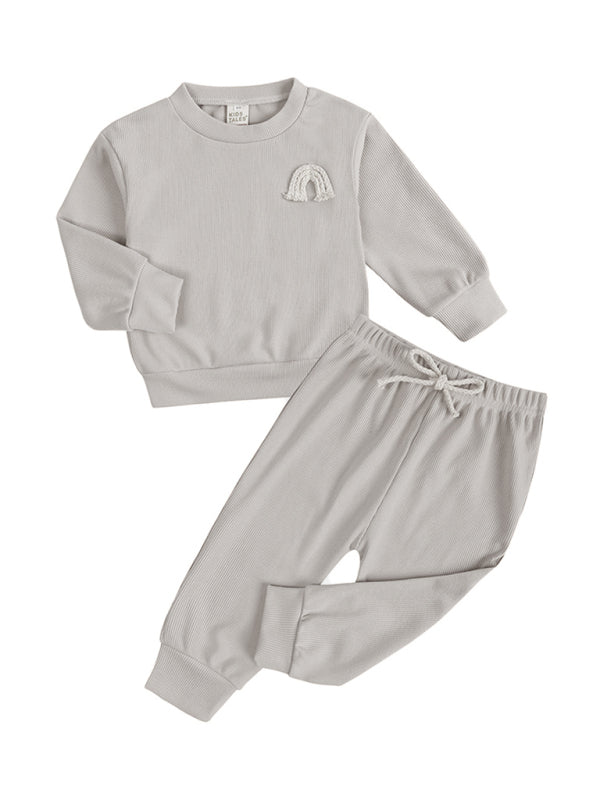 Children's Pit Strip Pullover Long Sleeve Pajama Sets