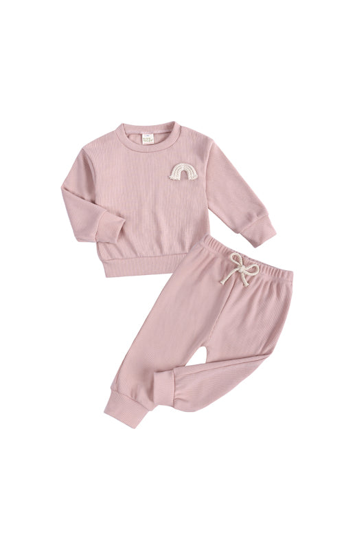 Children's Pit Strip Pullover Long Sleeve Pajama Sets