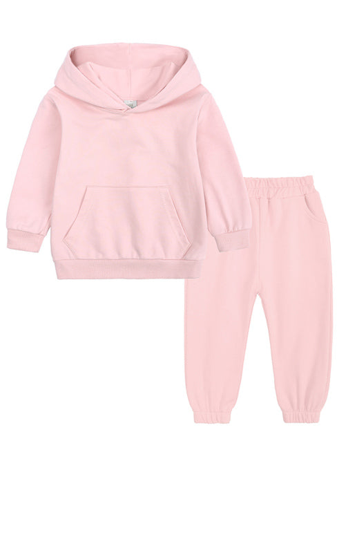 Children's Thickened Brushed Warm Long-Sleeved Trousers Hooded Sweatshirt Set