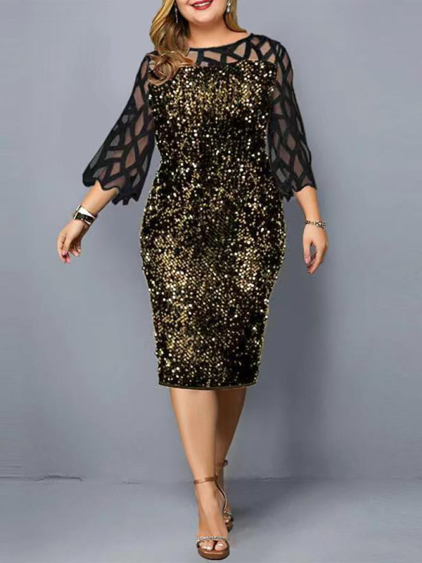 Women's Personalized Sequin Design Plus Size Dress