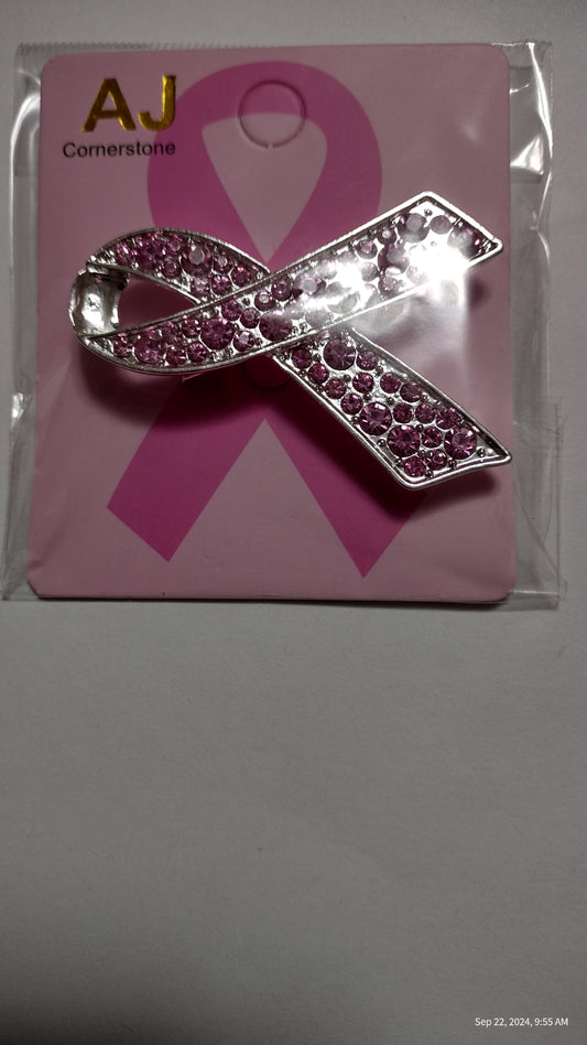 Cancer Awareness Brooch Pin Cancer Ribbon Breast Cancer Pink Rhinestones