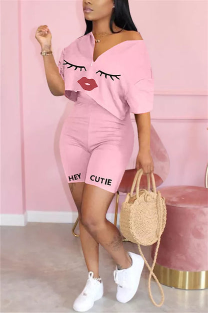 "Hey Cutie" Ladies/Women Pink Summer Short Set