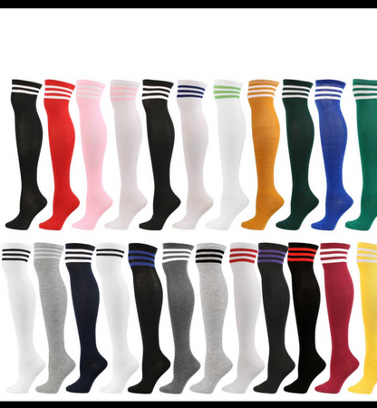 Women/Ladies/Teens/Girls Striped or Solid Color Knee High Year Round Any Occasion Thigh High/Socks/Tights