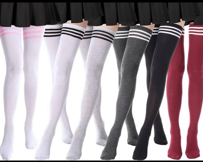 Women/Ladies/Teens/Girls Striped or Solid Color Knee High Year Round Any Occasion Thigh High/Socks/Tights